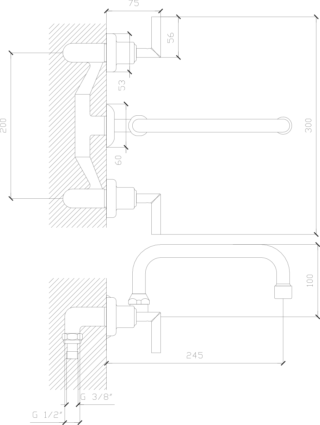 Diseño técnico - Cocina embutir pico U Aukan lever