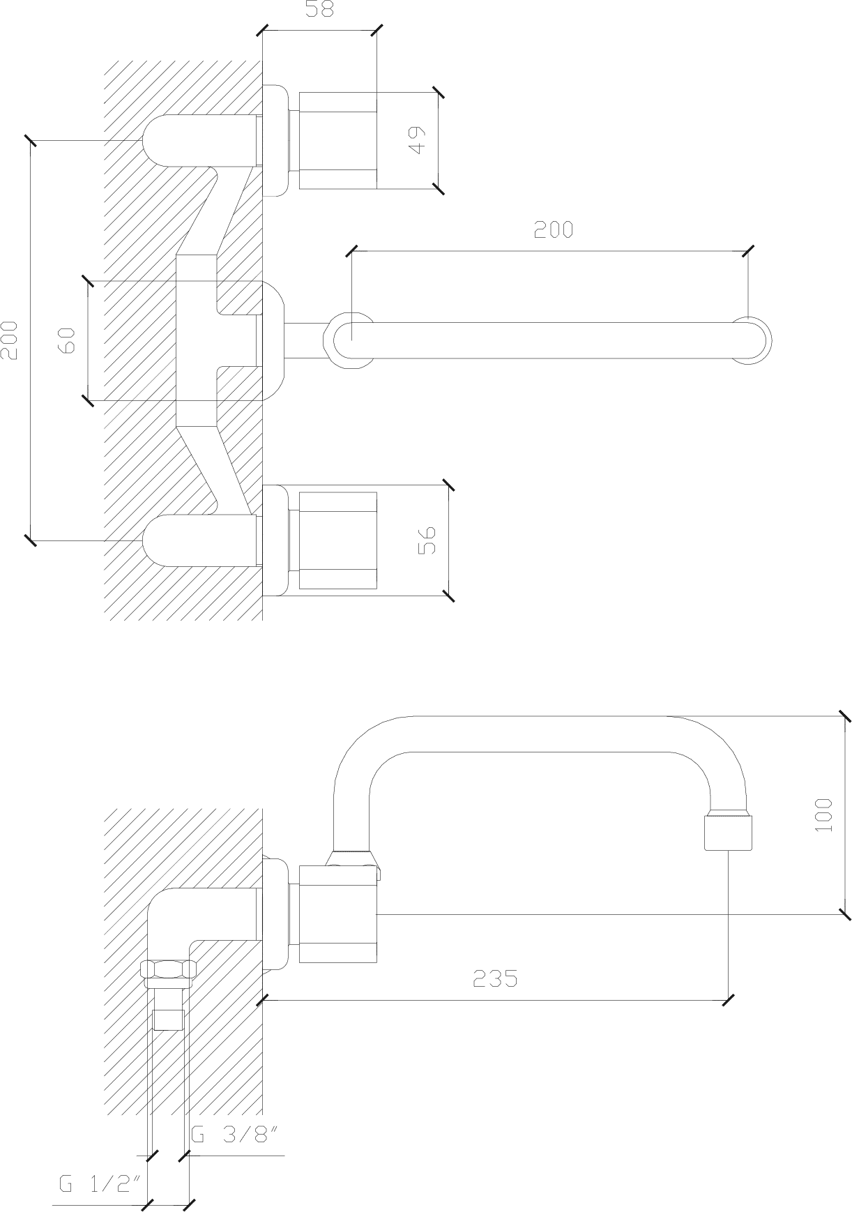 Diseño técnico - Cocina embutir pico U Domo Classic