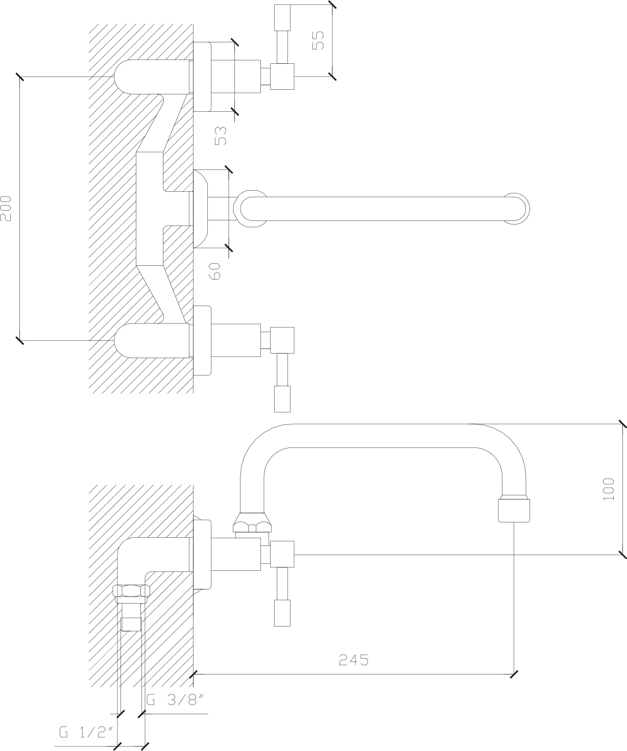 Diseño técnico - Cocina embutir pico U Aruma lever