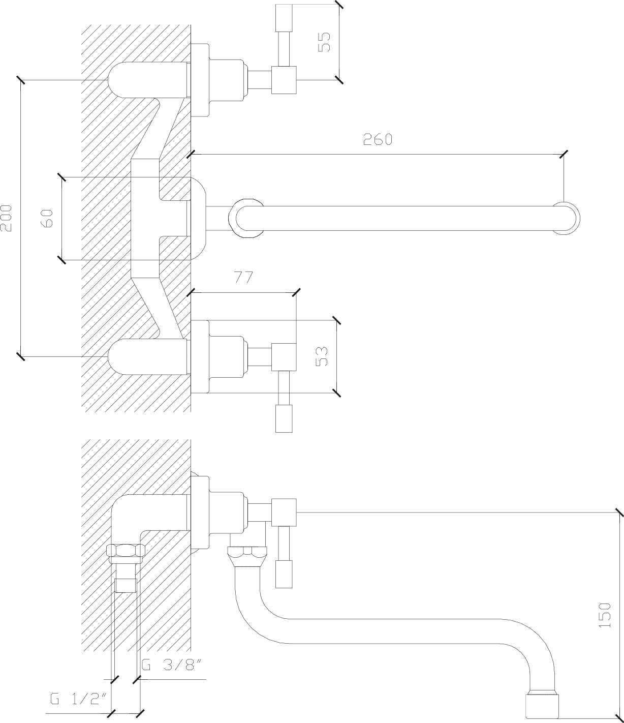 Diseño técnico - Cocina embutir pico S Aruma lever