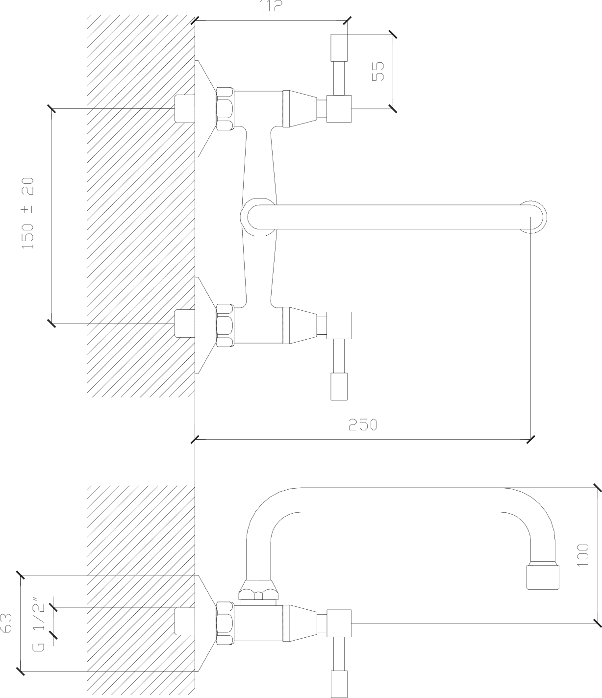 Diseño técnico - Cocina exterior pico U Aruma lever