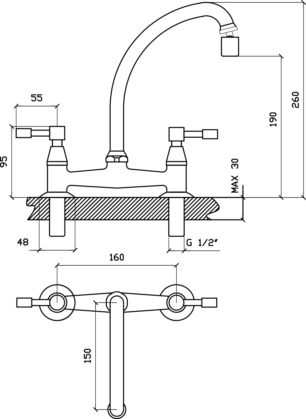 Diseño técnico - Cocina sobremesada Aruma lever