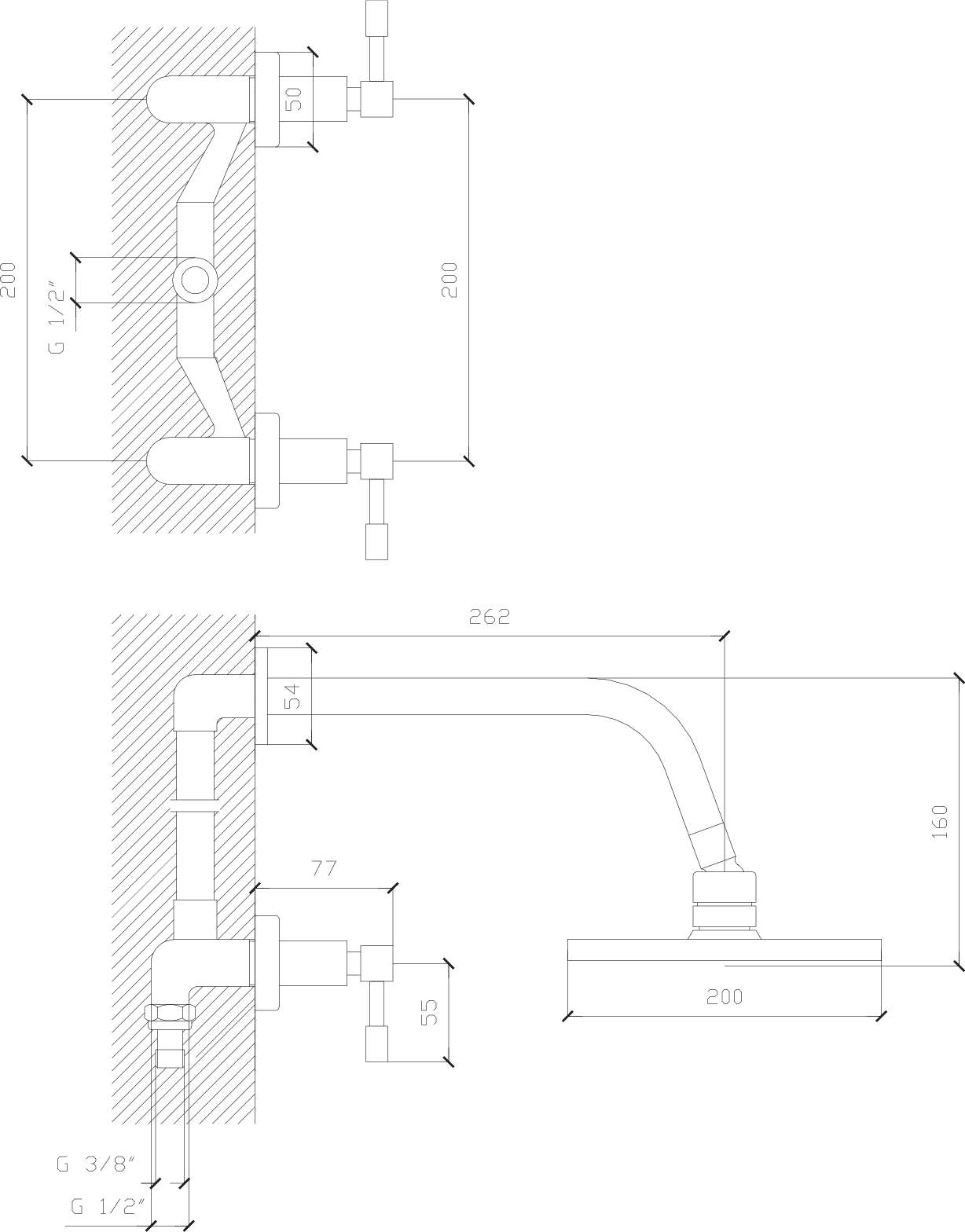Diseño técnico - Ducha Aruma lever plus