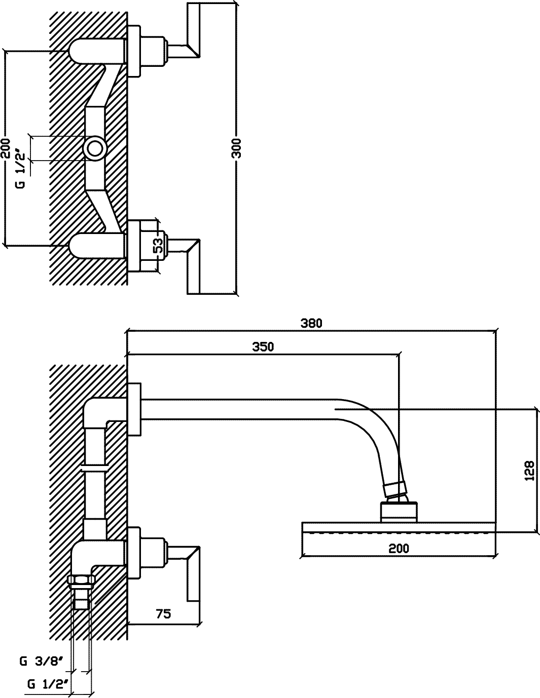 Diseño técnico - Ducha Aukan lever