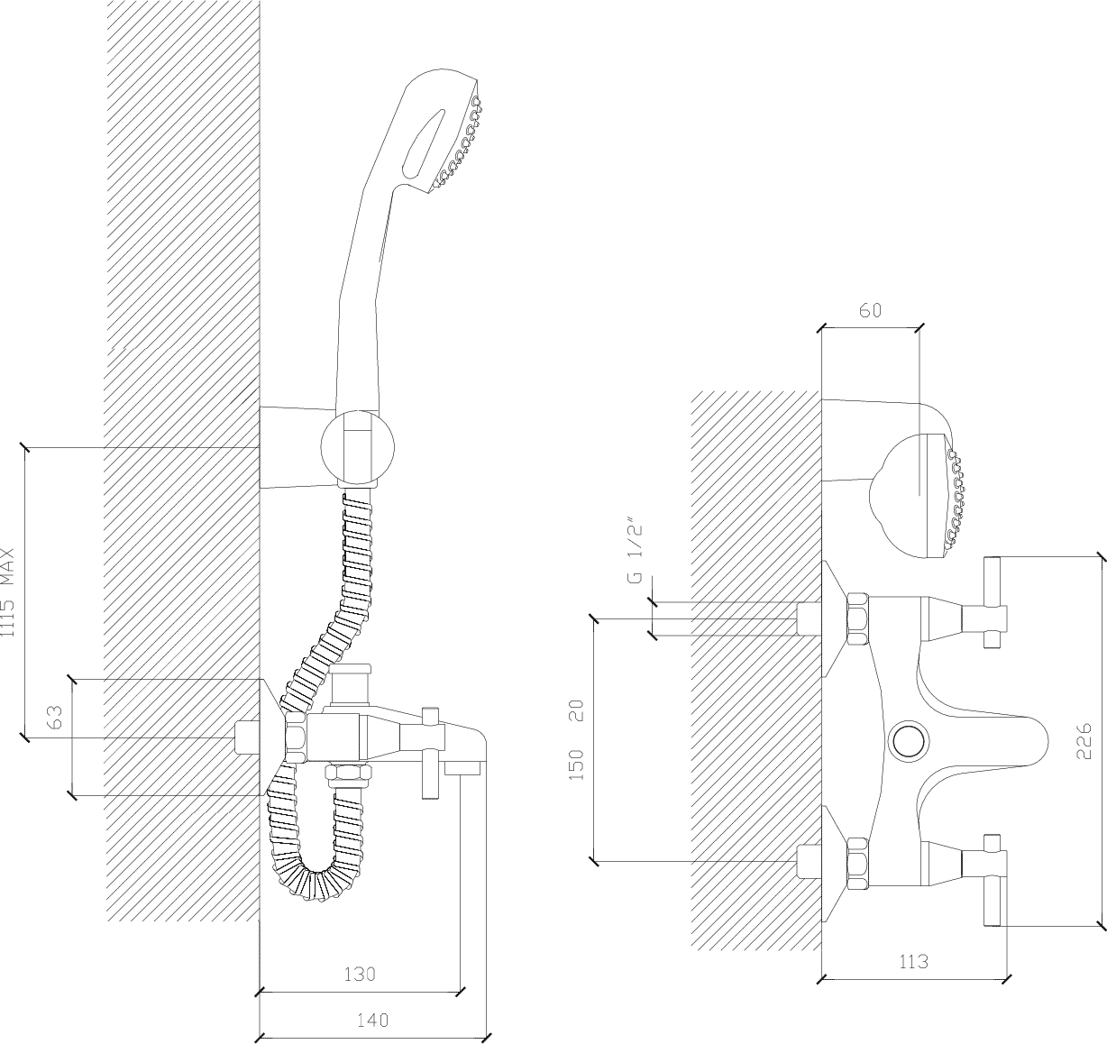 Diseño técnico - Bañera LX exterior Aymara lever