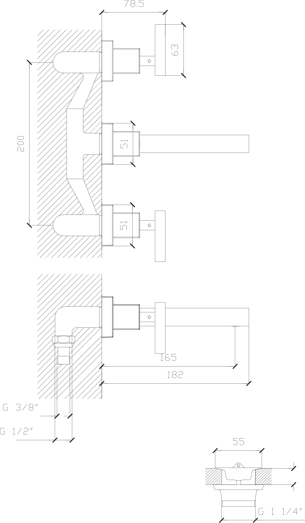 Diseño técnico - Lavatorio pared Bloke lever