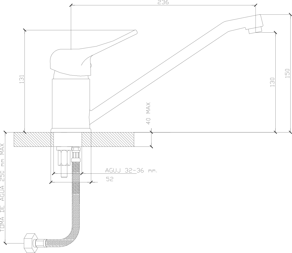 Diseño técnico - Cocina sobremesada Alhue