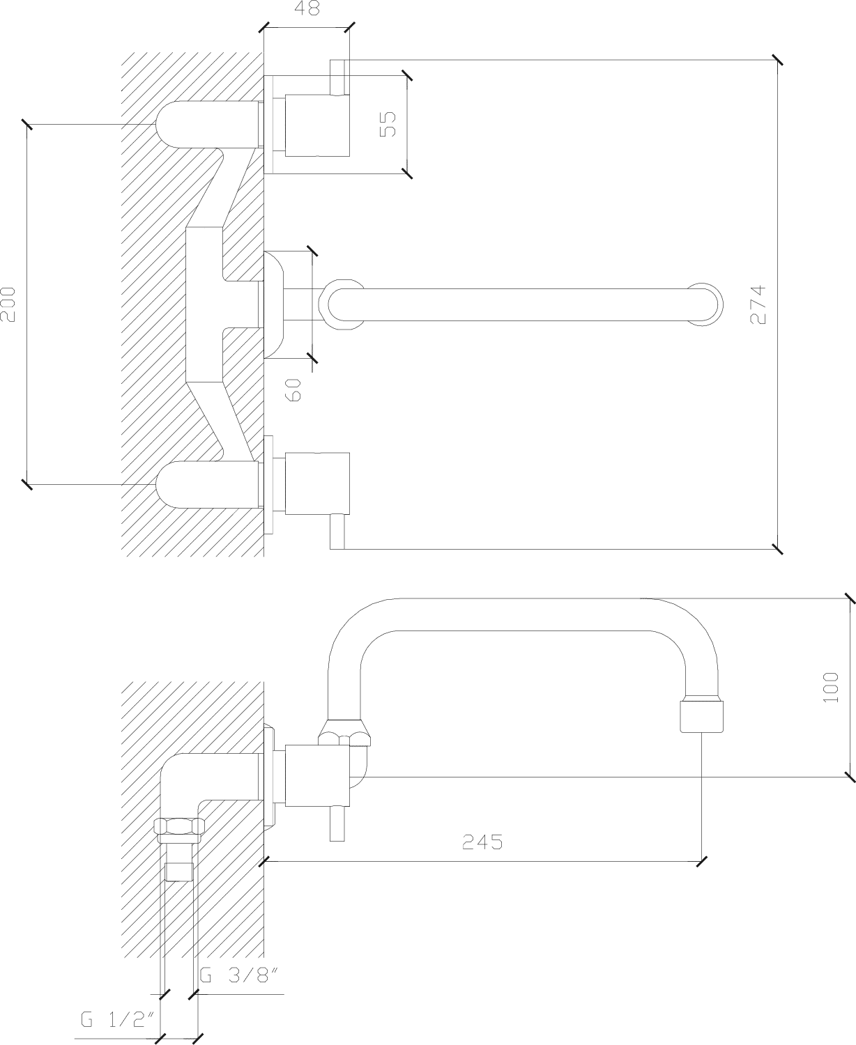 Diseño técnico - Cocina embutir pico U Cuyen