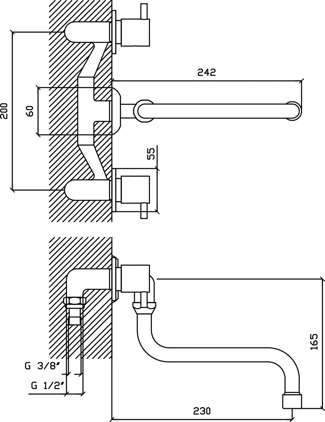 Diseño técnico - Cocina embutir pico S Cuyen
