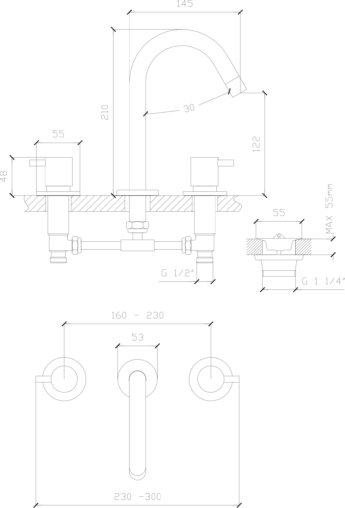 Diseño técnico - Lavatorio mesada Cuyen