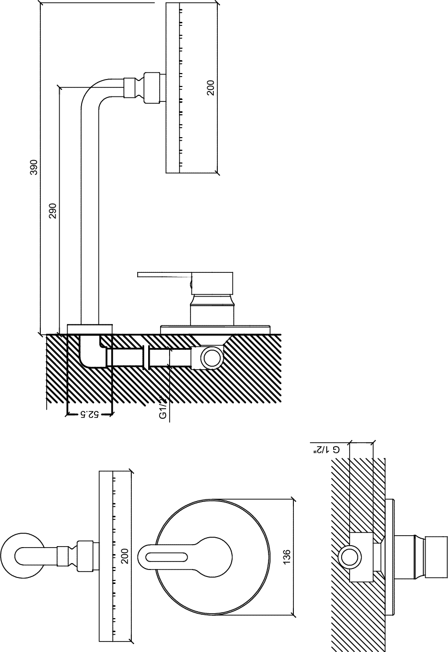 Diseño técnico - Bañera embutir sin transferencia Varenna