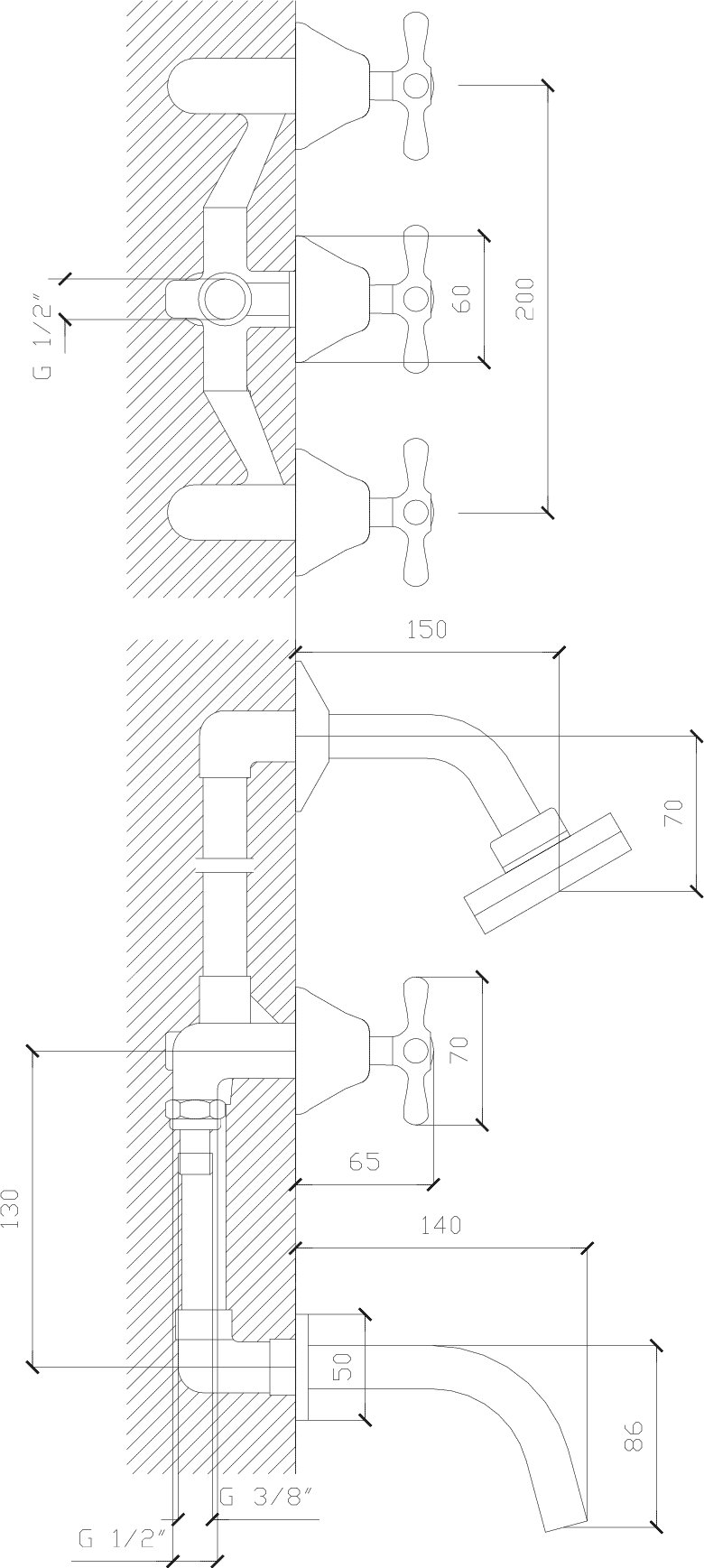 Diseño técnico - Ducha con transferencia Itati cruz