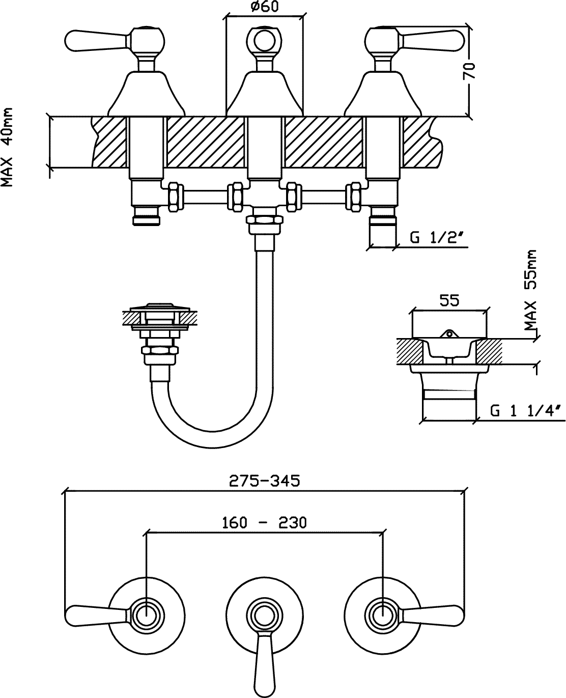 Diseño técnico - Bidet Itati lever