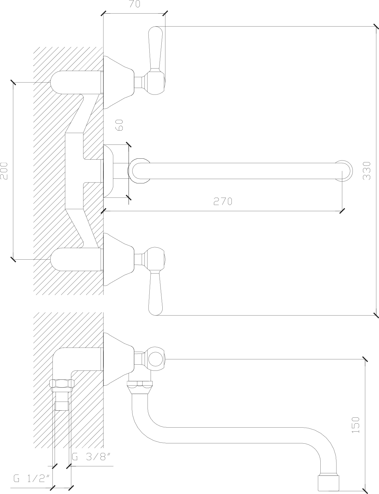 Diseño técnico - Cocina embutir pico S Itati lever
