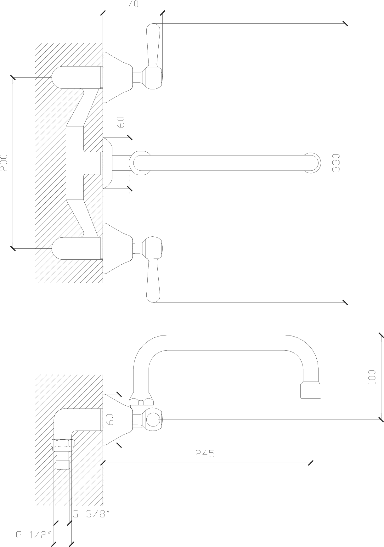 Diseño técnico - Cocina embutir pico U Itati lever