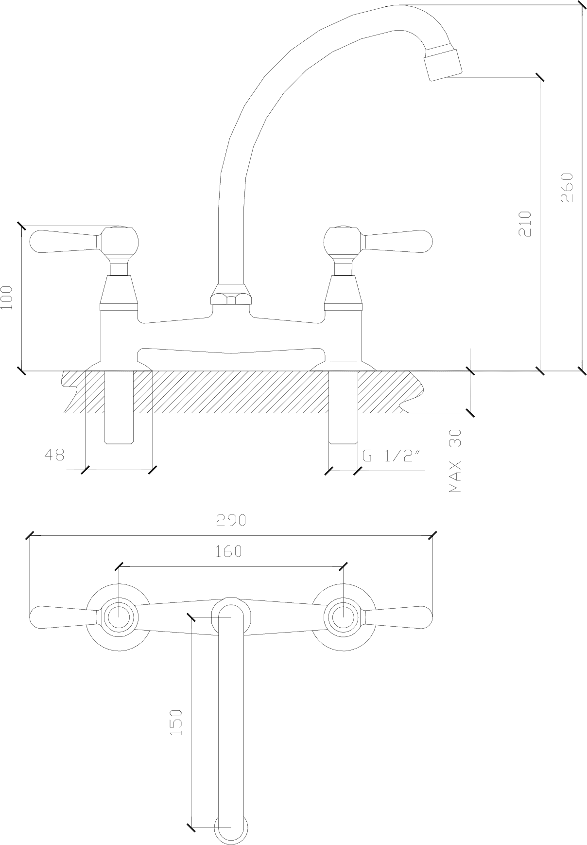 Diseño técnico - Cocina sobremesada Itati lever