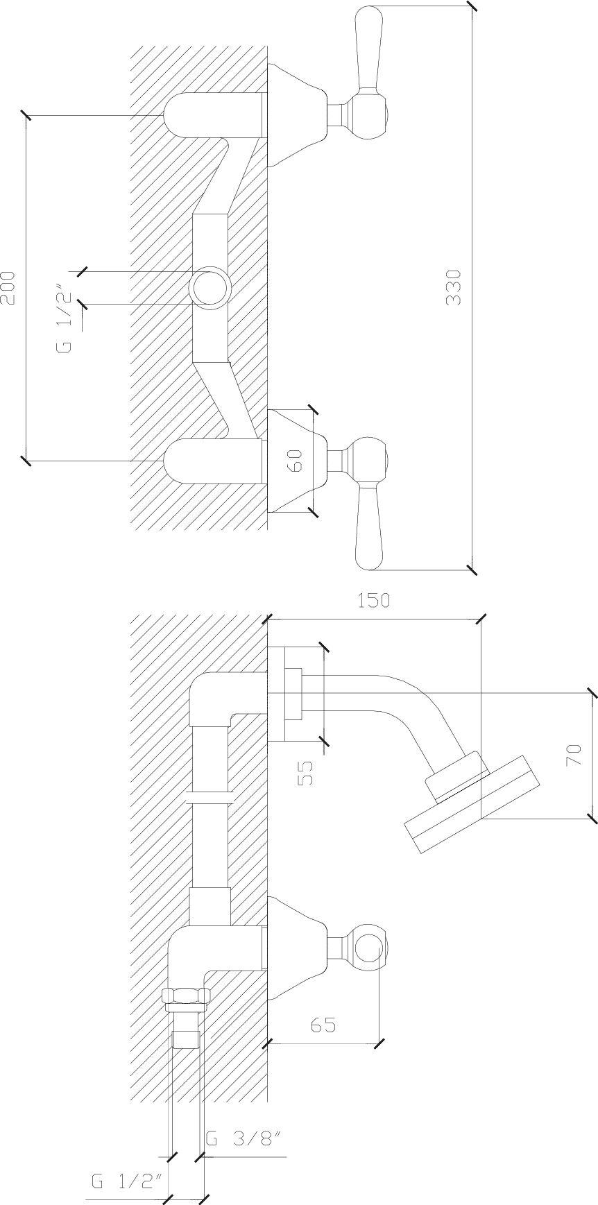 Diseño técnico - Ducha Itati lever