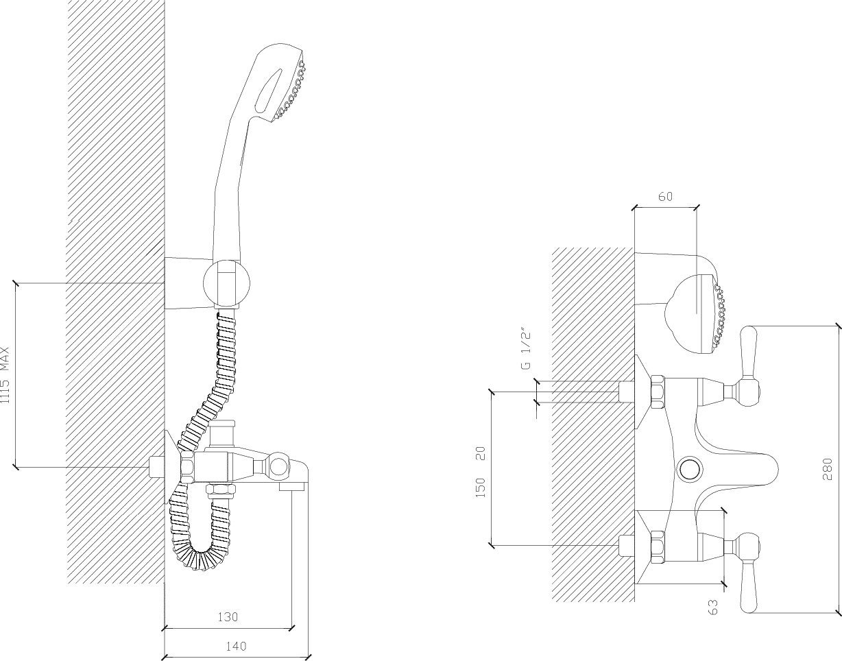 Diseño técnico - Bañera LX exterior Itati lever