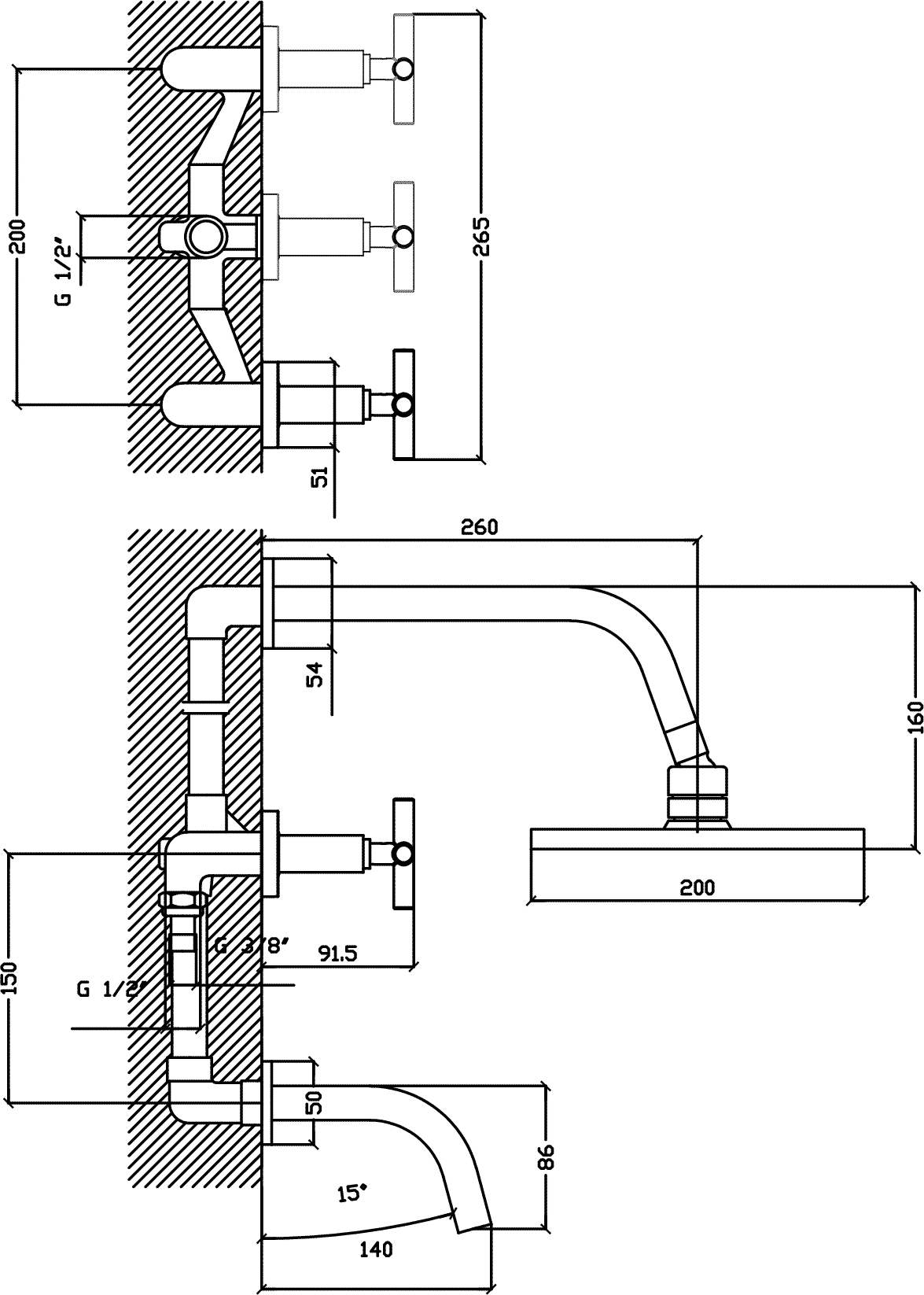 Diseño técnico - Ducha con transferencia Lamy Cromo