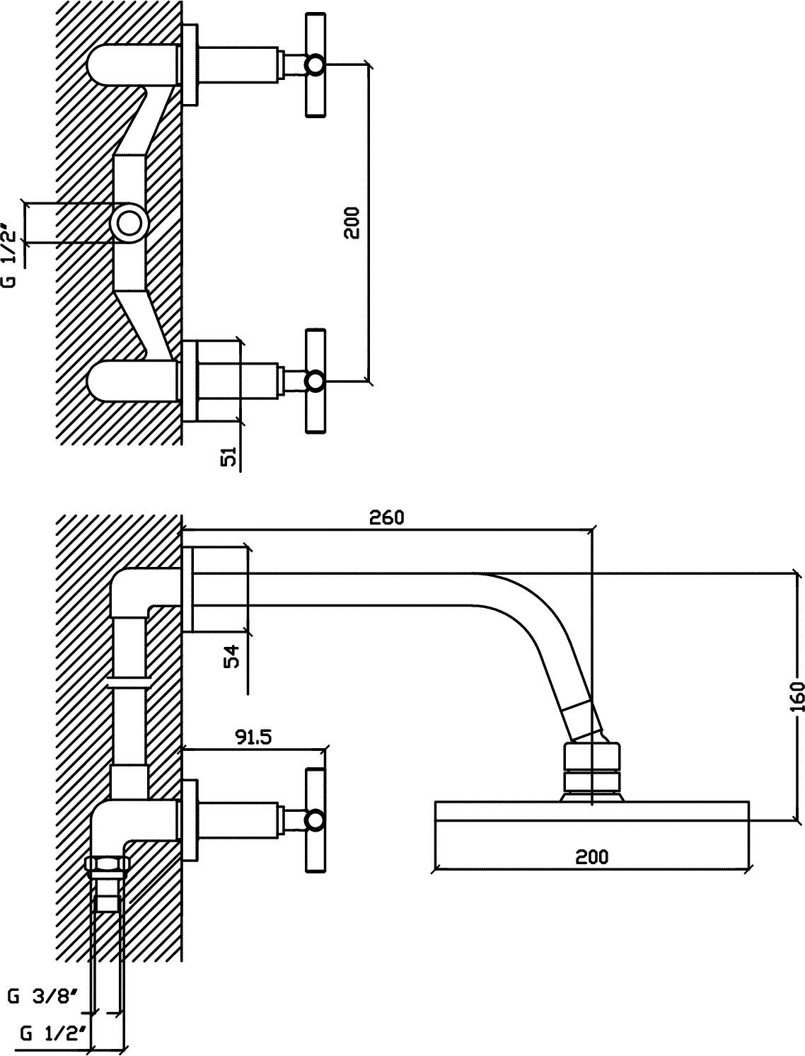 Diseño técnico - Ducha Lamy Cromo