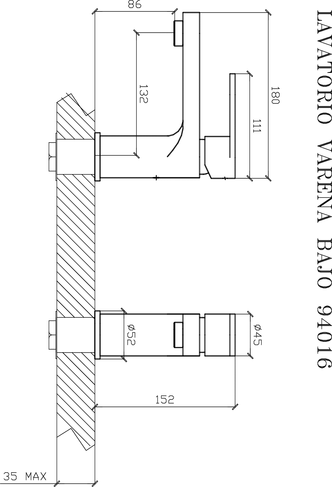 Diseño técnico - Lavatorio mesada Varenna
