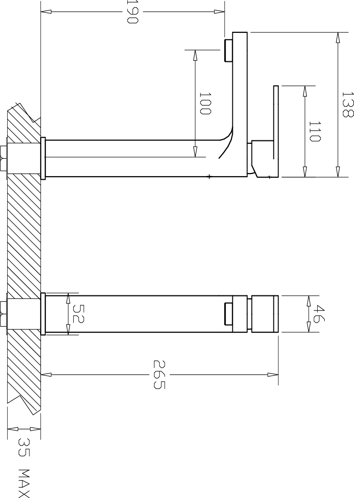 Diseño técnico - Lavatorio mesada pico medio Varenna