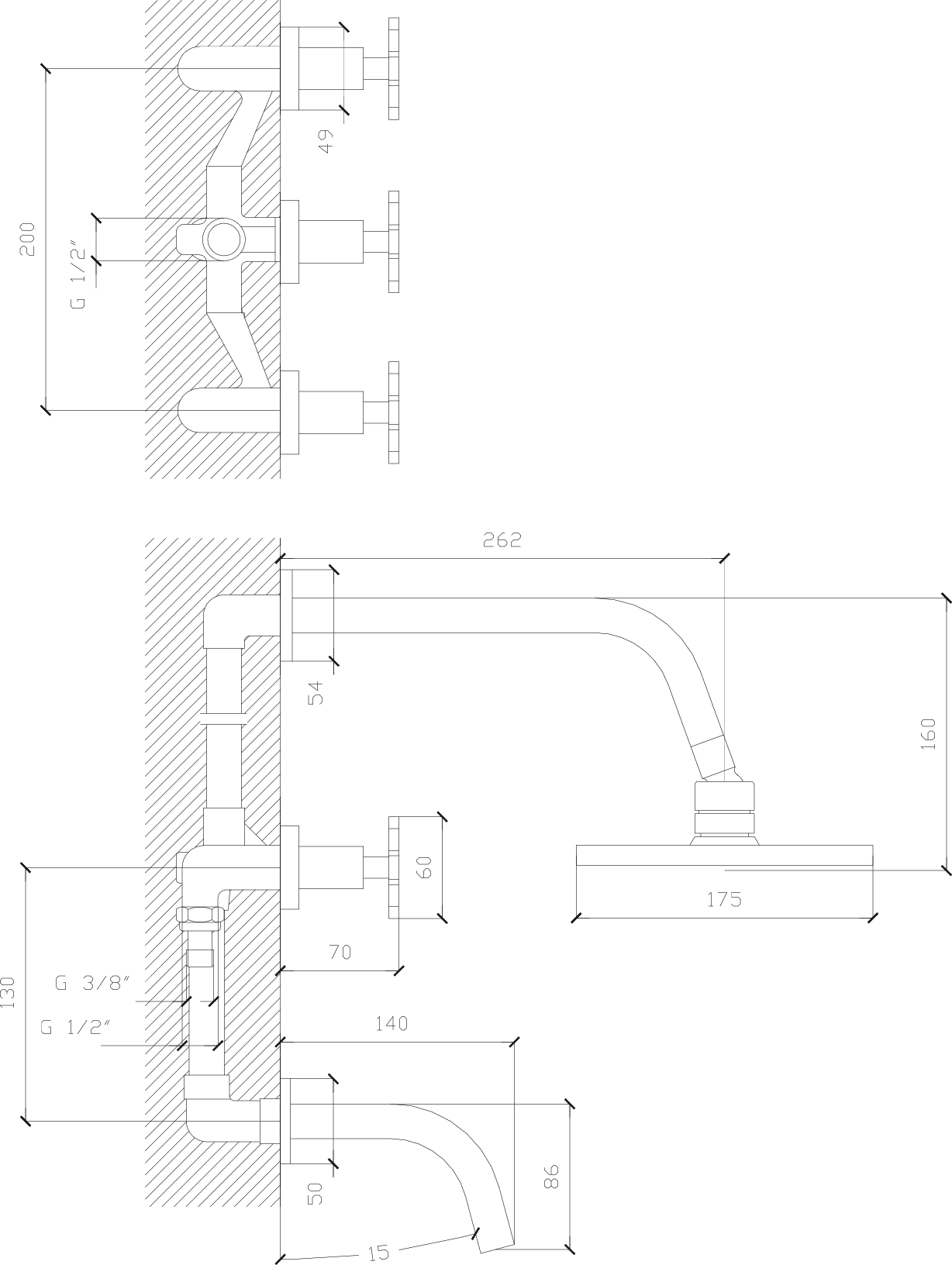 Diseño técnico - Ducha con transferencia Mailén