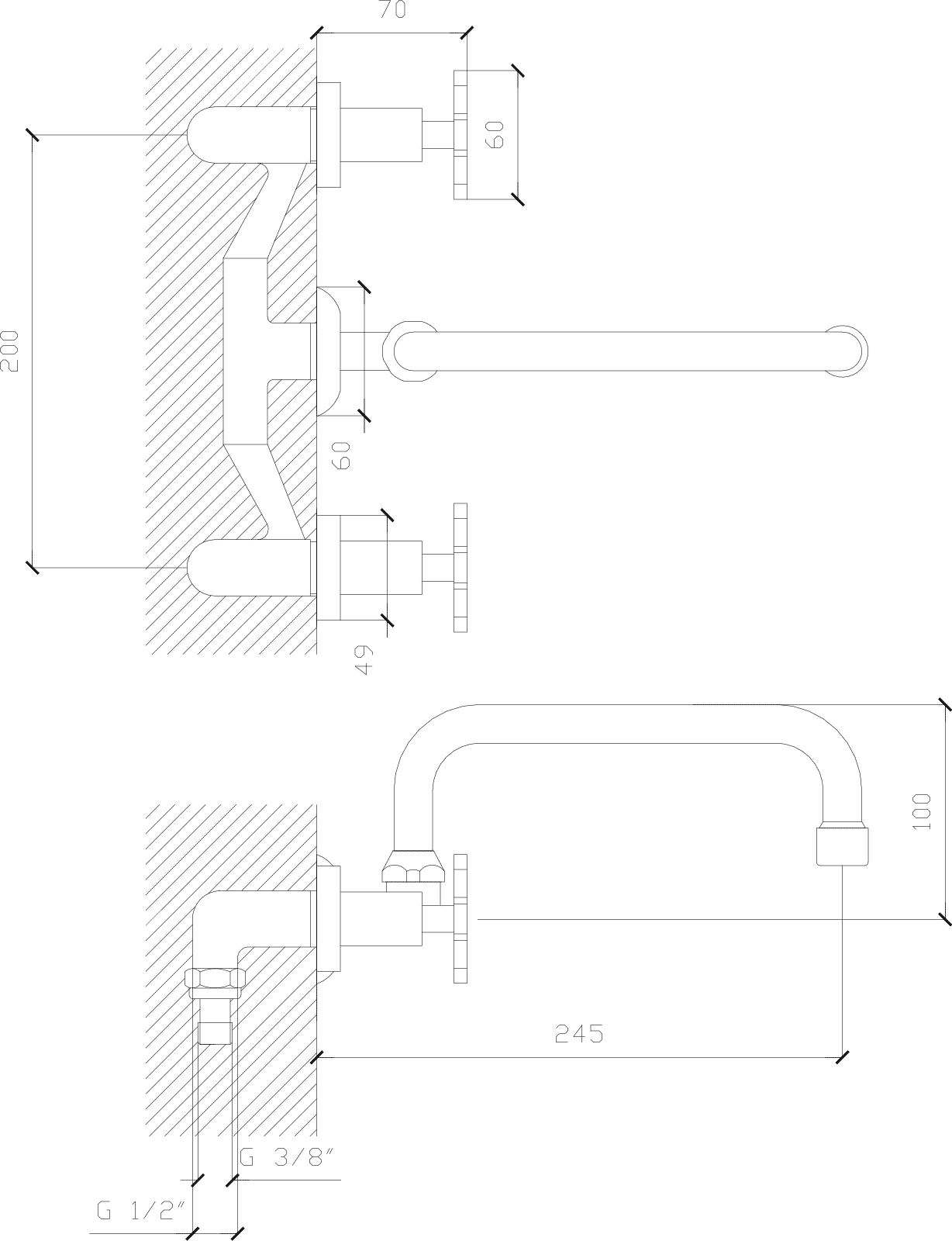 Diseño técnico - Cocina embutir pico U Mailén