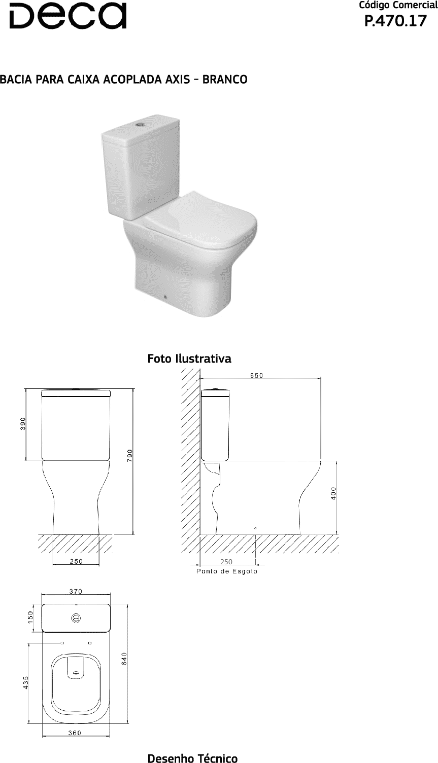 Diseño técnico - Inodoro largo + deposito Axis blanco