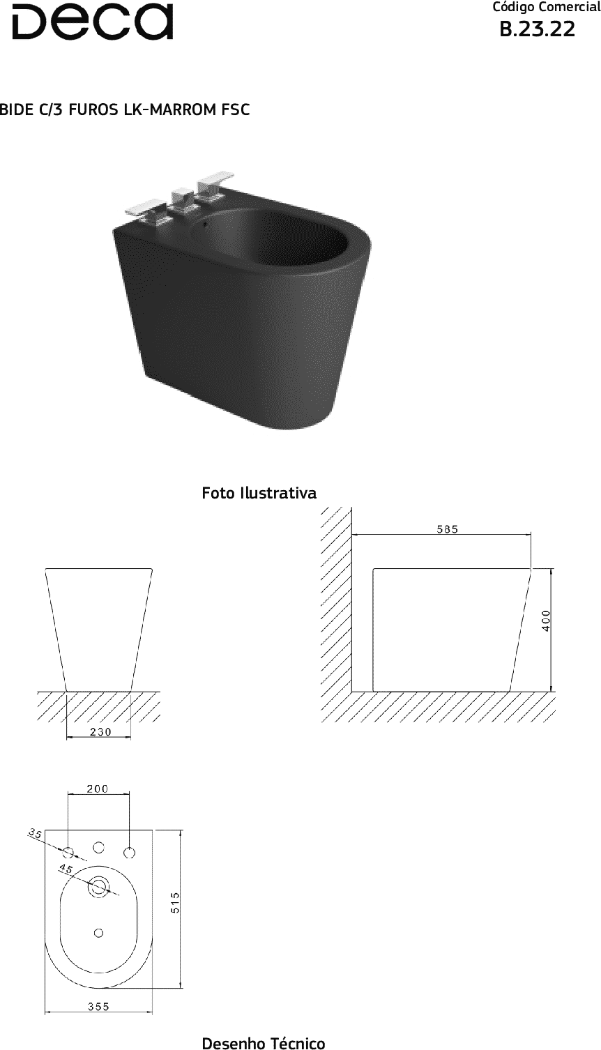 Diseño técnico - Bidet LINK/LK marron mate