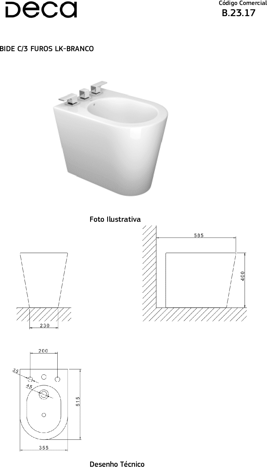 Diseño técnico - Bidet Link/LK blanco