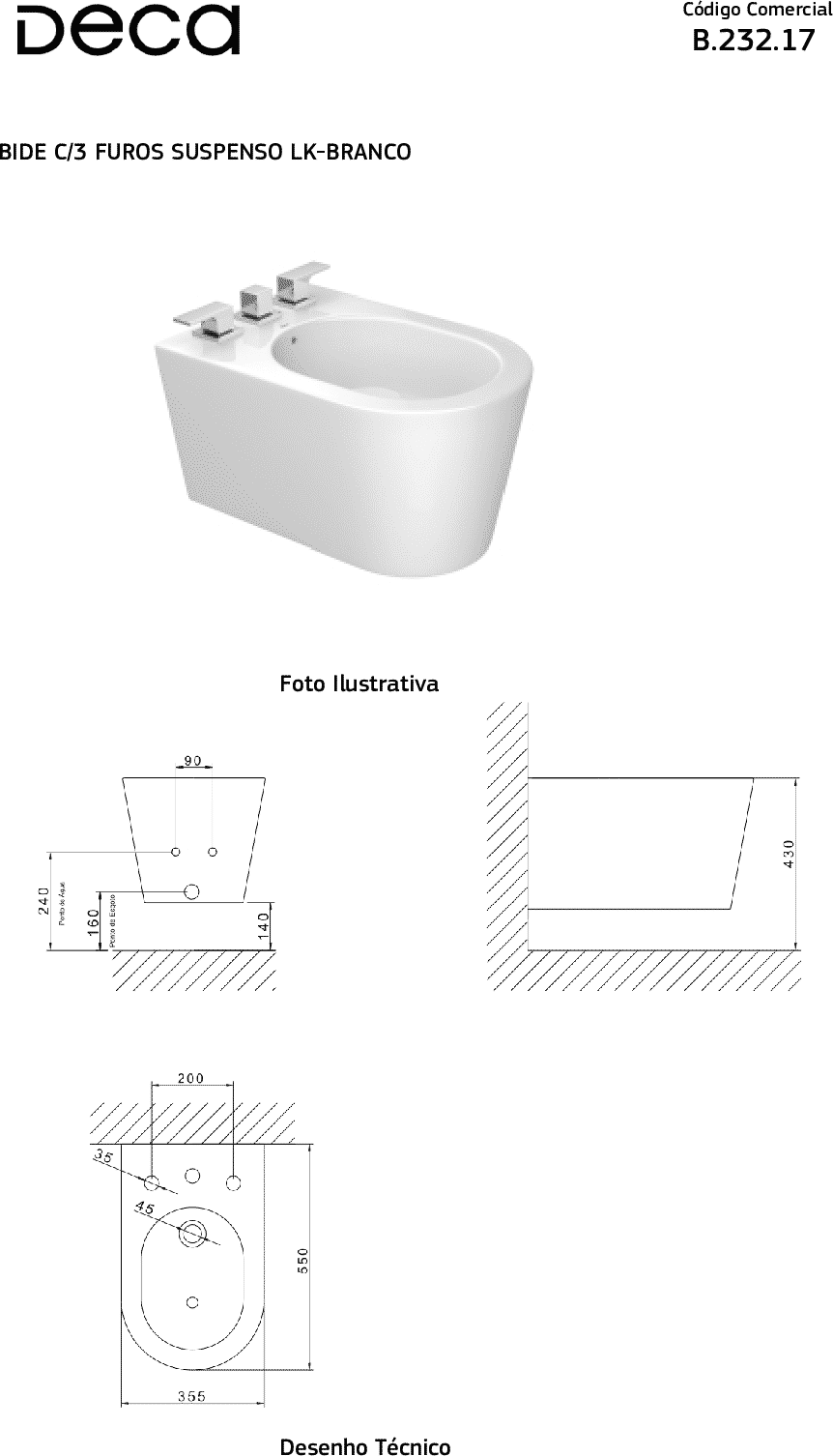Diseño técnico - Bidet Link/LK suspendido blanco