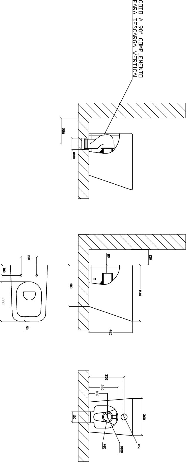 Diseño técnico - Indoro corto Vetra con asiento cierre suave